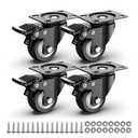 2 inch Caster Wheels Heavy Duty Swivel Casters with Safety Brake Total Capacity 600lbs (Set of 4) Good for Industrial or Furniture