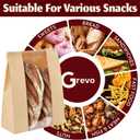 Brown Kraft Paper Bread Bags with Window & Tin Ties (100 Pack + Stickers) - 14x8.3x3.5" Professional Bakery Storage Bags, Wholesale Bread Packaging, Bulk Restaurant Supply Gift Goods