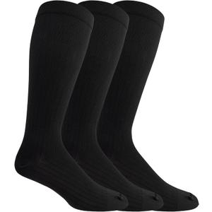 Dr. Scholl's Men's Graduated Compression Over the Calf Socks - 2 & 3 Pair Packs - Comfort Fatigue Relief (Black)