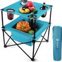 VILLEY Portable Camping Picnic Table, Lightweight Folding Beach Table with 4 Cup Holders and Carry Bag for Camp, Travel, Fishing, and Outdoor Activities