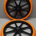 Upgraded 20x1.95" Flat Free Tires Compatible with rubbermaid Wheelbarrow Wheels, 20" Flat Free Tires with 5/8" and 3/4" Bearing Replacement for Rubbermaid Cart Wheels/Big Wheel Utility Carts (Orange)