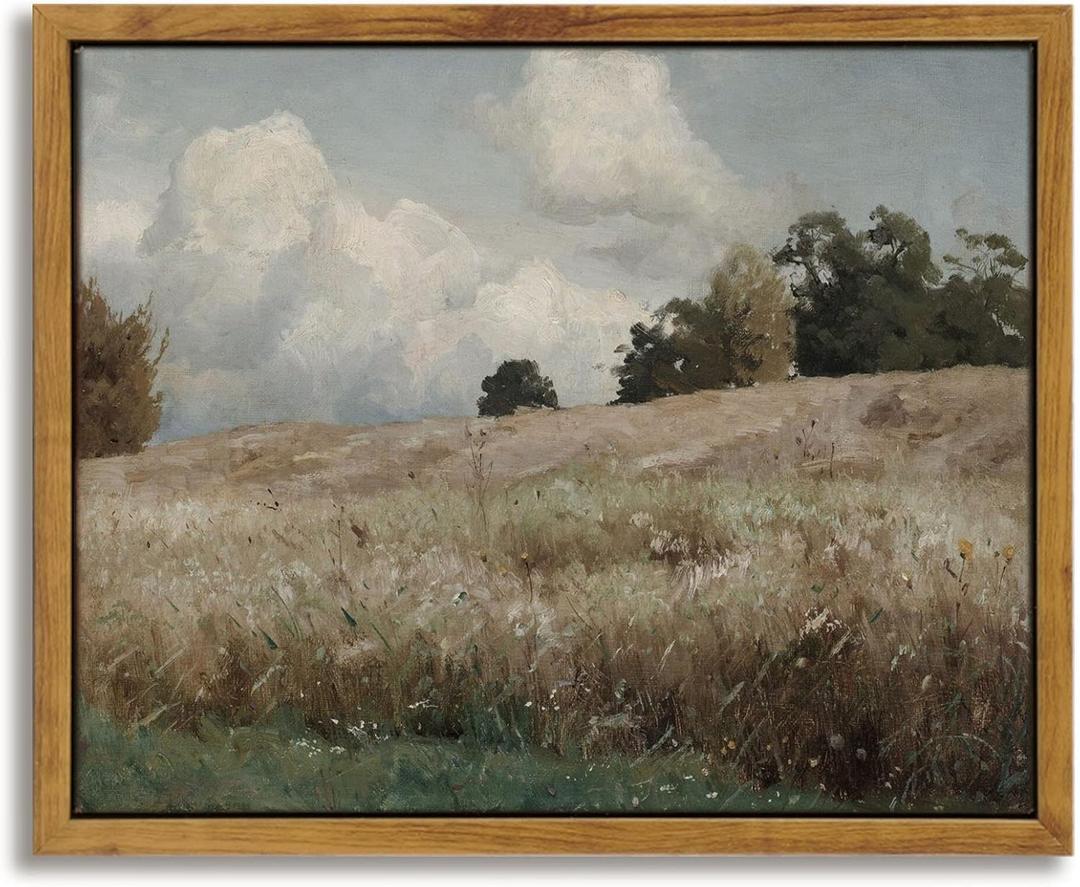 InSimSea Framed Canvas Wall Art Vintage Decor, The Vast Grassland Framed Wall Art Room Eclectic Decor, Canvas Wall Art for Living Room, Bedroom Home Bathroom, 8"x10" (Corn Field)