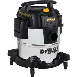 DEWALT DXV05S 5 Gallon Stainless Steel Wet/Dry Vac, 4 Peak HP Shop Vacuums with Attachments, Powerful Suction, 1-7/8" Hose, DXV05S, Silver