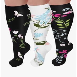 3 Pairs Plus Size Compression Socks for Women and Men Wide Calf 20-30mmhg Extra Large Knee High Support for Circulation L/XL