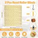 DoubleFill 2 Pcs Bamboo Shades Outdoor Reed Roll up Blinds 60" W x 72" H Blackout Sunshade Cordless Bamboo Blinds for Home Porch, Patio & Windows Decor Shutters Sunlight Privacy Screen(Natural)