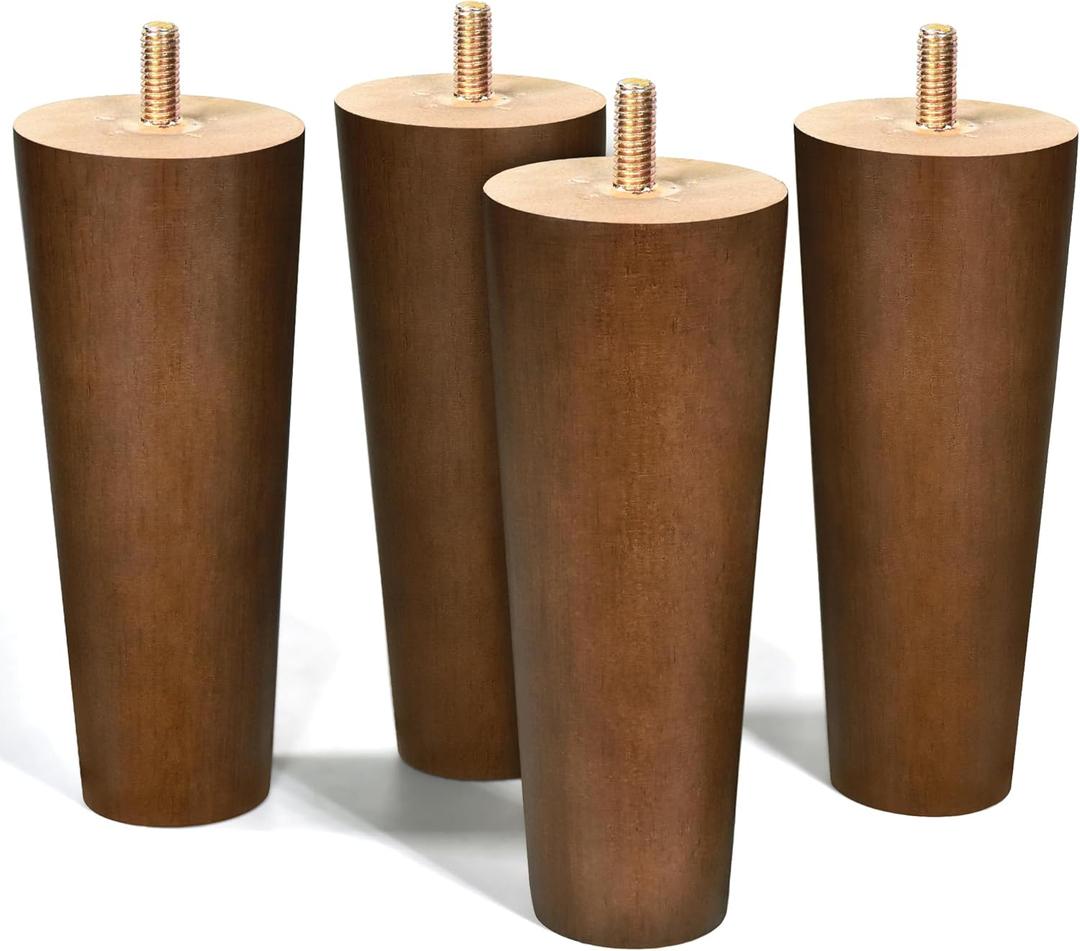 AORYVIC Furniture Legs Wood Sofa Legs Walnut Color Couch Replacement Legs for Cabinet Vanity Couch Chair Dresser Pack of 4 (6 inch)