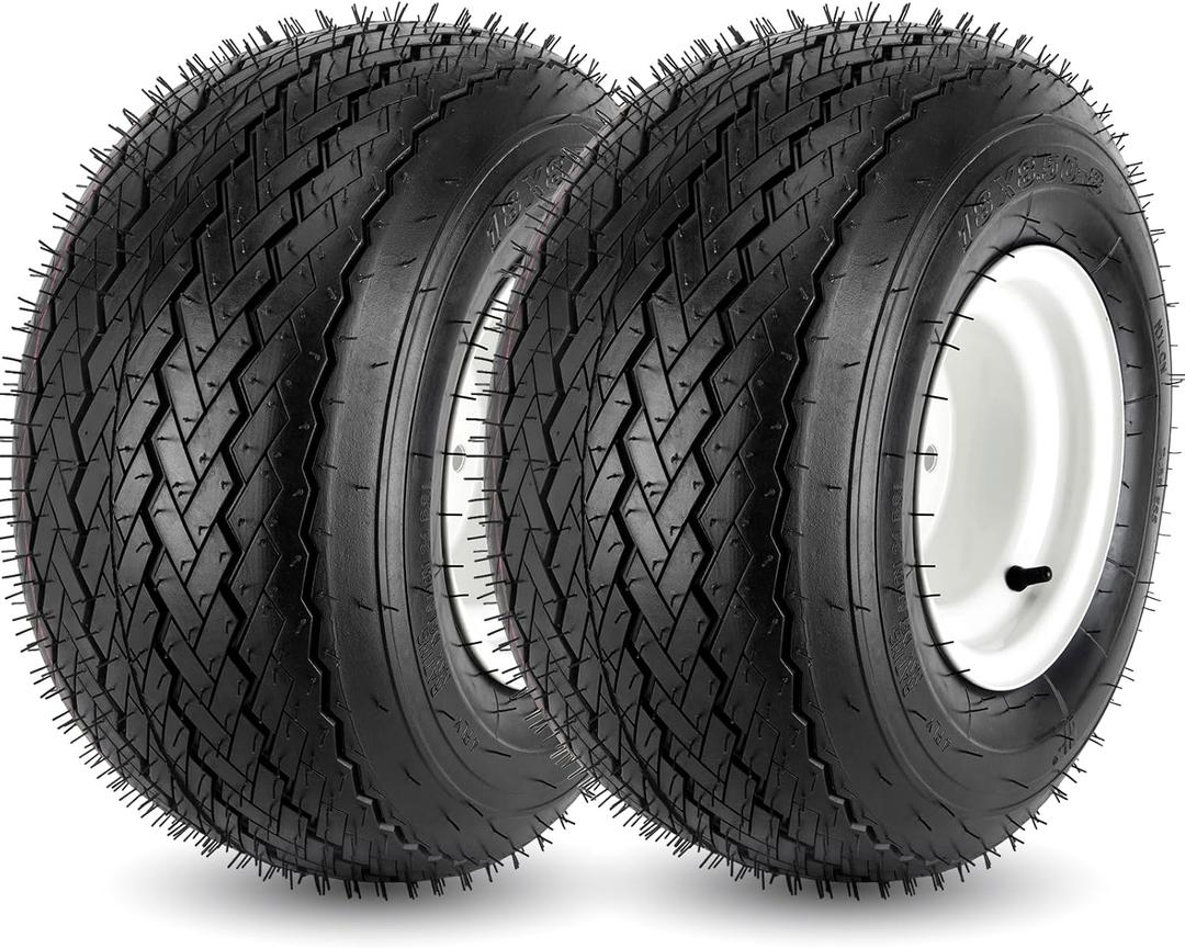 2PCS 18x8.50-8 Lawn Mower Tires with Rim, 18x8.5-8 Tire and Wheel for Riding Lawn Mowers Garden Tractor Turf Tires Golf Carts, 815lbs Capacity, 4 Ply Tubeless
