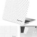 Seorsok Compatible with New MacBook Air 13.6 inch Case M4 M3 M2 2025 2024-2022 Release A3240 A2681 A3113 Touch ID,Premium Cream Textured Black Polka Dot Plastic Hard Shell Case&Keyboard Cover,White