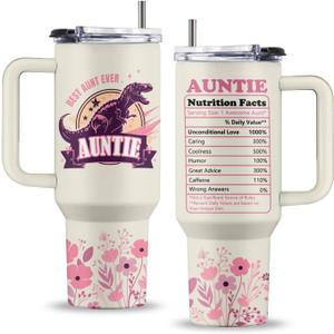 Aunt Gifts, 40 Oz Aunt Tumbler with Handle & Straw, Presents for Auntie, Thanksgiving Christmas Birthday Gift from Niece Nephew, Auntie Gift for Women, 1 PCS