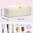 Hot Tools Travel Case with Heat Resistant Mat Pouch, Large Hair Tool Organizer Bag for Curling Iron Flat Iron Hair Dryer Hot Air Brush, Water Resistant Makeup Bag Gift for Women, Beige