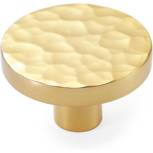 20-Pack Modern Gold Cabinet Knobs, Hammered Solid Brass Drawer Knobs, Round Dresser Drawer Pulls and Handles, Kitchen Cabinet Hardware, Diameter 1-3/16 Inch