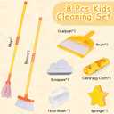 Masthome Kids Cleaning Set, 8 Piece Cleaning Toys Set, Includes Mop, Broom, Brush, Dustpan, Microfiber Cloth, Cleaning Sponge, Squeegee, Window Scraper, Pretend Play Toys for Girls Boys - Yellow