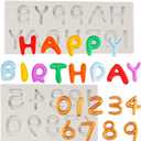 Happy Birthday Silicone Molds Birthday Alphabet Fondant Mold Numbers Chocolate Molds For Birthday Party Cake Decorating Cupcake Topper Gum Paste Candy Polymer Clay Set Of 2