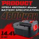 Masione 4800mAh HPB14 Battery NI-MH Replacement for Black and Decker 14.4v Battery FSB14 FS140BX A1714 499936-34 499936-35 BD1444L Compatible with Black and Decker 14.4V Battery Cordless Power Tools