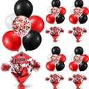 4 PCS Graduation Centerpieces for Tables Balloons Stand Holder Kit College Graduation Decorations 2025 Metallic Glitter Foil Balloon for Graduation Party Decorations (4, Red Black)