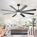 addlon 72 Inch Large Ceiling Fans with Lights, Black Ceiling Fan with Remote Control, Reversible, 5CCT, Dimmable, DC Motor, Modern Ceiling Fan for Living Room, Kitchen, Patio Indoor/Outdoor Use