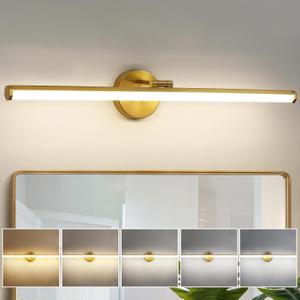 Bathroom Lighting Fixture Over Mirror - 30 Inch Gold Vanity Light 24W 5CCT Dimmable Modern LED Vanity Light Fixture Rotatable Bath Vanity Light Bar for Bathroom