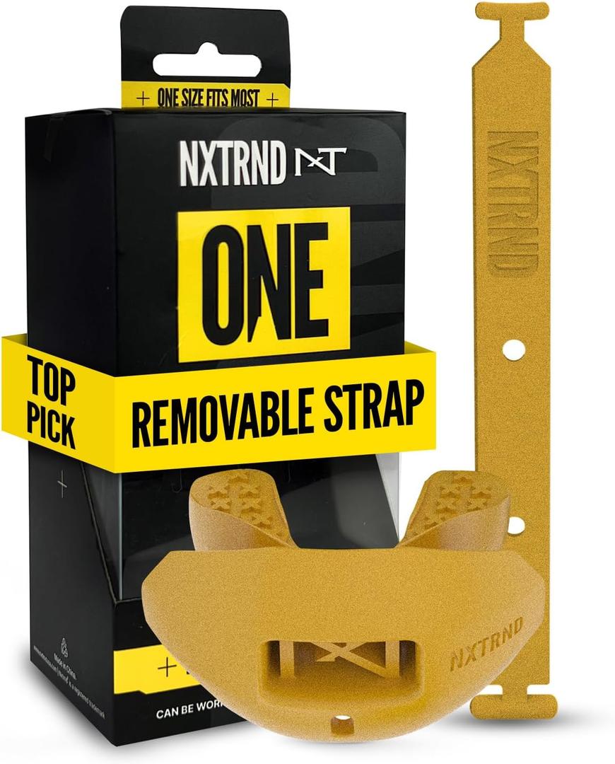 Nxtrnd One Football Mouth Guard, Strap Included, Fits Adult & Youth (Gold)