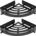 NearMoon Bathroom Shower Caddy 2 Pack, No Drill 304 Stainless Steel Shower Organizer with 2 Hooks (Corner Shelf, Matte Black)