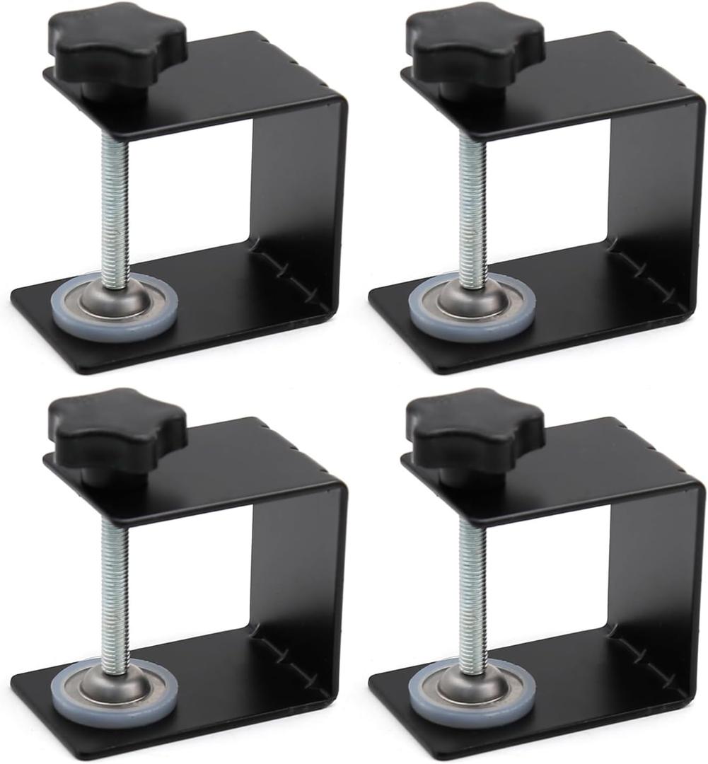 4Pcs Universal Drawer Clips - Front Installation C-clamp Cabinet Mounting Clamps with Soft Silicone Pad