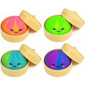 Colorful Dumpling Squishies New Mystery Squishies Dumpling with Box Stress Relief Balls Sensory Toys Desk Squeeze Toys Gift(4PC)