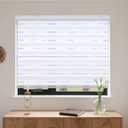 MYshade Cordless Zebra Blinds with Free-Stop Function - Dual Layer Light Filtering & Privacy Sheer Shades for Day and Night - Easy Install Window Shades for Home, Living Room, 24" W x 72" H,White