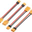 ELFCULB XT60 to XT90 Adapter Cable, 12AWG 0.5FT XT60 Male and Female to XT90 Connector Cable for RC Lipo Battery FPV Racing Drone Portable Power Station(2 Pairs)