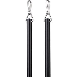 Curtain Wand - Aluminum Curtain and Drapery Pull Rod with Stainless Steel Hardware for Curtains, Draperies, and Room Divider Curtains - 36 Inches, Metallic Black - Pack of 2