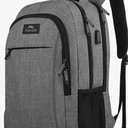 MATEIN Travel Laptop Backpack, Business Anti Theft Slim Sturdy Laptops Backpack with USB Charging Port, Water Resistant College School Computer Bag Gift for Men & Women Fits 15.6 Inch Notebook, Grey