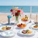 120Pcs Ocean Seashell Party Plates Supplies - Beach Style Tableware with Starfish & Coral Designs, Paper Plates, Napkins, Forks for Birthday, Baby Shower, Summer Coastal Party (Serves 24)