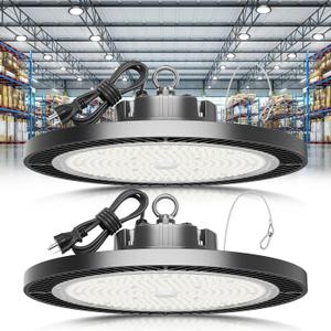 High Bay Led Shop Light, Upgrade Super Bright 2 Pack 250w UFO Led High Bay Light, 35000lm 5000k Commercial Lighting Garage Lights for Factory Workshop Warehouse Garage Barn