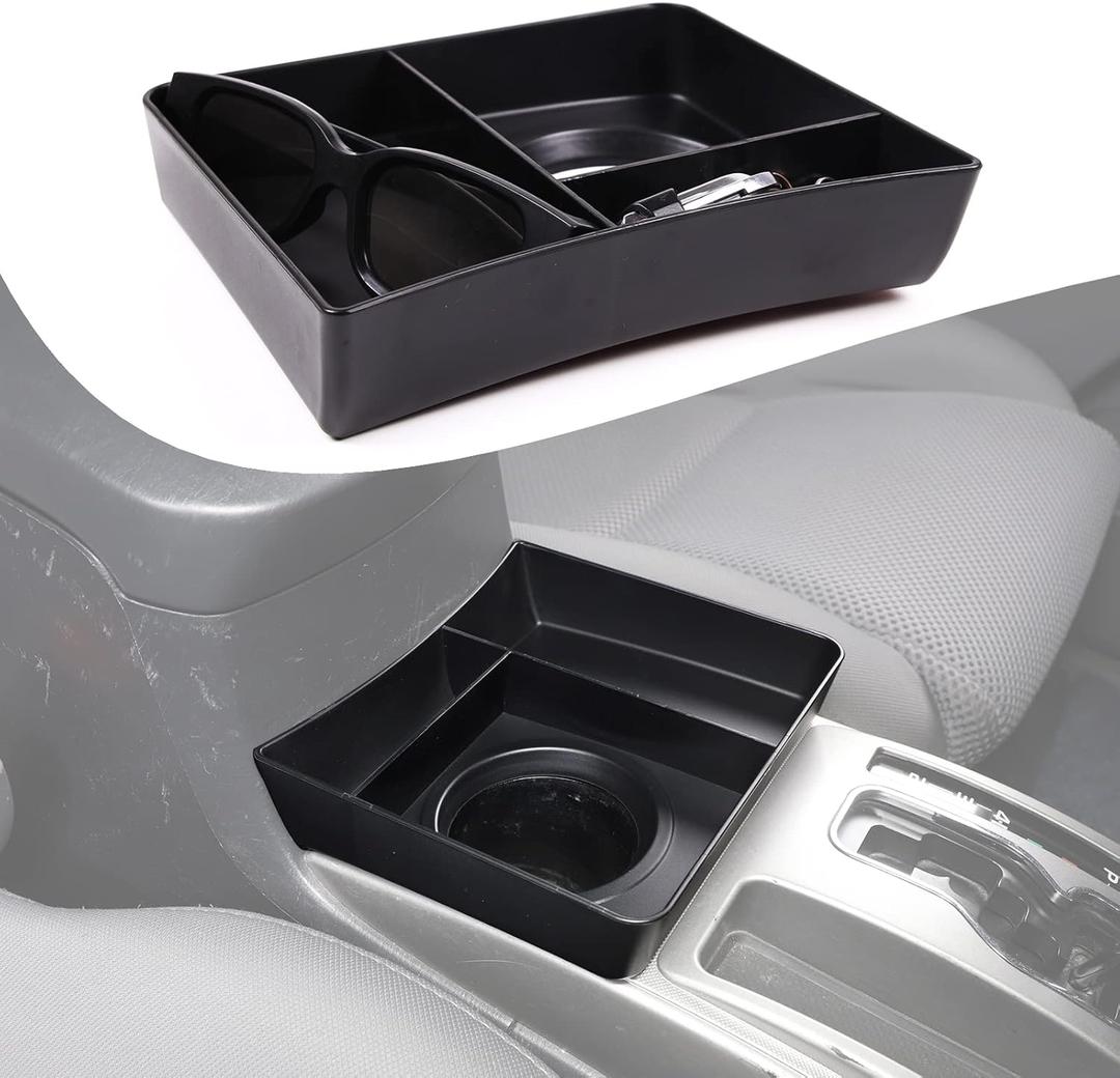 Lcojicep Car Central Control Tray Storage Box Organizer Compatible with Toyota Tacoma 2006-2015 Center Console Gear Shift Side/Water Cup Holder Organizer Storage Box Tray (Cup Holder Storage Box)