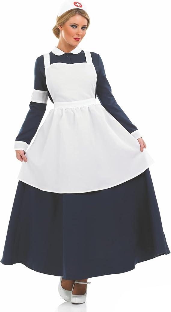 Fun Shack Florence Nightingale Costume - Civil War Nurse Apron, Vintage Nurse Uniform, Size L