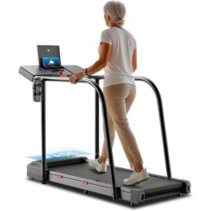 Yesoul Walking Treadmill with Long Handles for Seniors, Treadmills for Home 300 lbs Capacity, Recovery Fitness Exercise Machine with Stable and Safe Structural Design, Large LED Display for Elderly