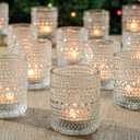 24 Pack Votive Candle Holders, Clear Glass Tealight Candle Holders DIY Wax Filling for Wedding, Tea Light Candles Holder for Home Table Decoration