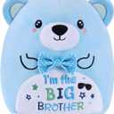 Big Brother Bear Stuffed Animal, 8-Inch Cute Blue Teddy Bear Plush Toy for Boys, Im The Big Brother Plushie Pillow, Soft Huggable Gifts for Toddler Boys and Baby Shower Announcement