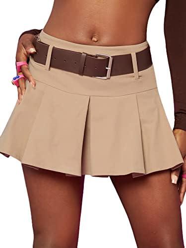 Floerns Women's Casual A Line Flare Jean Denim Mini Skirts with Pocket L