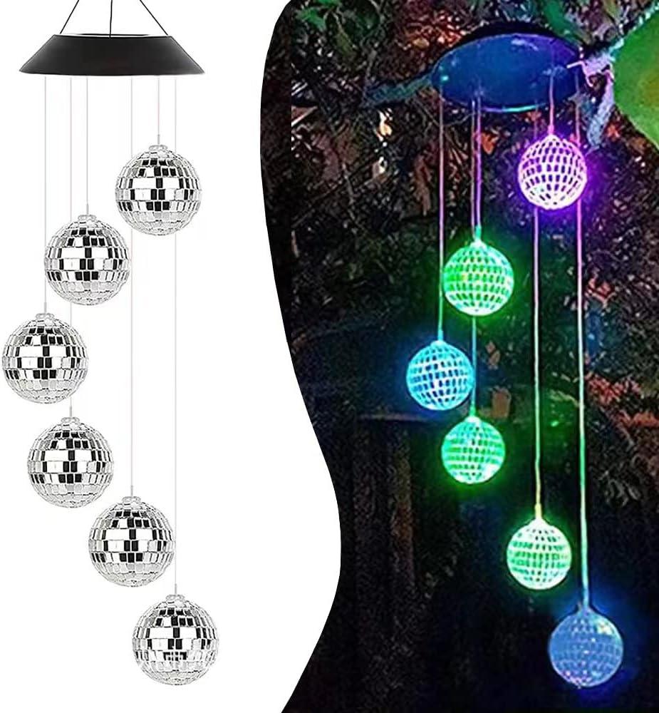 Solar Wind Chimes Outdoor, HeiPen Solar Lights Outdoor Waterproof, Decor for Garden, Trees, Patio, Deck, Birthday Gifts for Women Mom Grandma, Unique Garden Gifts for Women (Disco Ball)