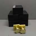 STARPY 6 Pack Brushed Gold Door Knob with Square Rosette, Heavy Duty Door Knob with Lock, Interior Door Handles for Bath & Bedroom (Satin Brass)