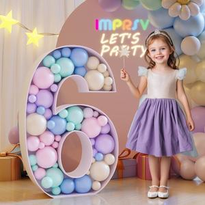 Imprsv 3FT Mosaic Number Frame for Balloons - Marquee Number 6 for Sweet 16, 60th Birthday and Anniversary Decorations - Large Cardboard Numbers