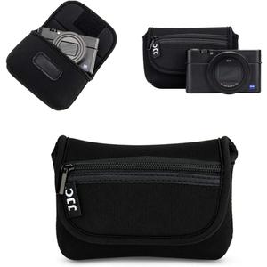 JJC Compact Camera Case Travel Pouch Sleeve for Canon G7X G9X G5X SX740 SX620 Sony ZV-1 II ZV1 ZV-1F ZV1F RX100 VII VI VA IV Olympus TG-7 TG-6 TG-5 TG-4 Fuji XP140 XP130 XP90 Ricoh GR IV III II & More (Black)