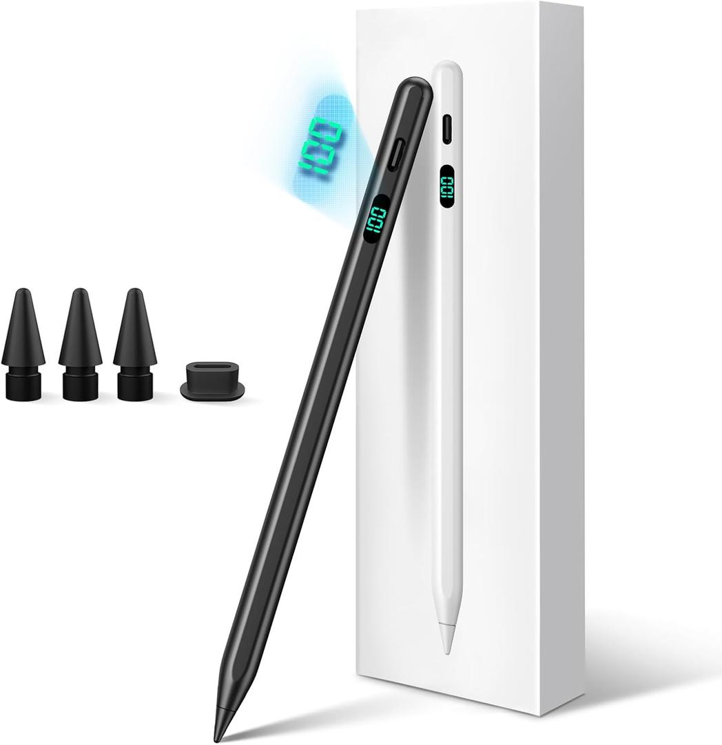 Stylus Pen for iPad 2025-2018 with LED Power Display Fast Charge,Palm Rejection Pencil for iPad 10/9/8/7/6th,11th A16,Air 11/13 M2/M3,Pro 11/13 M4,Pro 12.9",Air 5/4/3,Mini 7/6/5 (black) Stylus Pen for iPad 2025-2018 with LED Power Display Fast Charge,Palm Rejection Pencil for iPad 10/9/8/7/6th,11th A16,Air 11/13 M2/M3,Pro 11/13 M4,Pro 12.9",Air 5/4/3,Mini 7/6/5 (black)