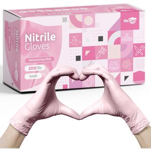 WECARE Pink Disposable Nitrile Gloves - Powder and Latex Free - Non-Sterile - Food Safe
