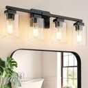 BesLowe 27" 4-Light Bathroom Light Fixture, Modern Black Bathroom Vanity Light, Bathroom Lighting Fixtures Over Mirror, Matte Black Wall Lamp, Wall Lights for Living Room Bedroom Hallway