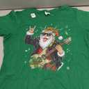 Christmas Rock & Roll Santa Claus Guitar Player Men Women T-Shirt, Green, Large