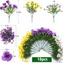 Rowfad 18 Pcs Artificial Fake Pansy Flowers for Outdoor, Faux Silk Pansies Spring Flowers for Outside for Planter Front Door Porch Yard Patio Window Box Home Decor (18, Purple, Yellow, White)
