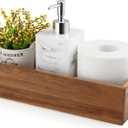 ALELION Acacia Wood Bathroom Storage Basket for Organizing - Toilet Paper Basket with Handle for Back of Toilet Tank Top Topper - Small Narrow Baskets for Kitchen Pantry Garage Laundry Room Storage