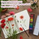 Watercolor Workbooks, Beginner Watercolor Painting Kit – 12 Colors Paint Set with Brush – Perfect for Gifting to Spark Creativity & Joy for Teens & Adults（Flower）