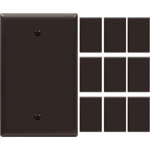 ENERLITES Blank Device Wall Plate, Gloss Finish, Mid-Size Blank Outlet Covers, 1-Gang 4.88" x 3.11", Unbreakable Polycarbonate Thermoplastic, UL Listed, 8801M-BR-10PCS, Brown (10 Pack)