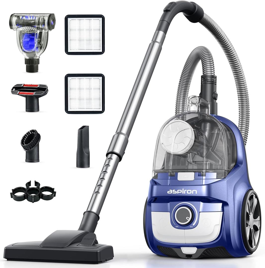 Aspiron Canister Vacuum Cleaner, 40Kpa Bagless Vacuum Cleaners